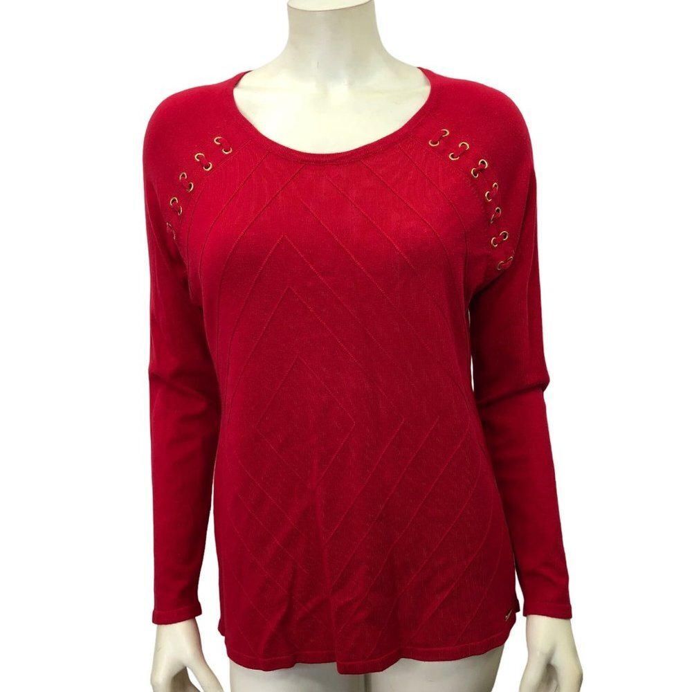 CALVIN KLEIN $79 BOAT NECK LACE DETAILSWEATER SM NEW WITH TAG‎